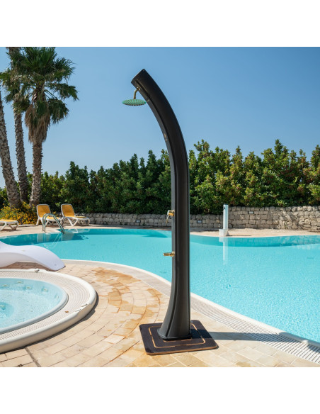 Doccia Solare Nera e Oro Per Giardino Soffione 20 Cm