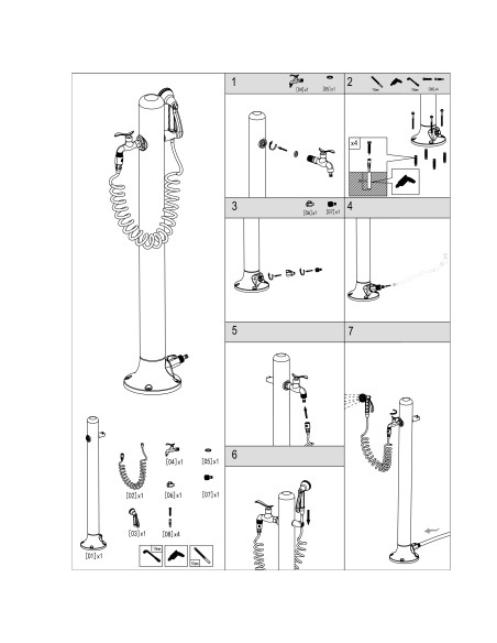 Fontana Da Giardino In Alluminio Sined Con Attacco Laterale Tubo Flessibile Da 75 m e Pistola a 8 Getti
