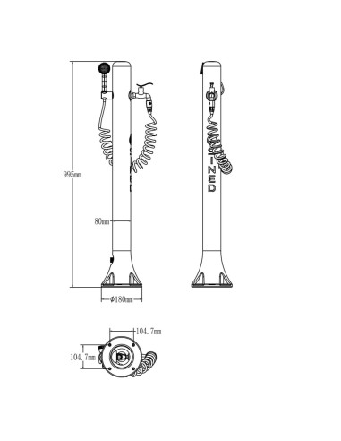 Fontana Da Giardino In Alluminio Sined Con Attacco Laterale Tubo Flessibile Da 75 m e Pistola a 8 Getti