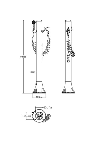Fontana Da Giardino In Alluminio Sined Con Attacco Laterale Tubo Flessibile Da 75 m e Pistola a 8 Getti