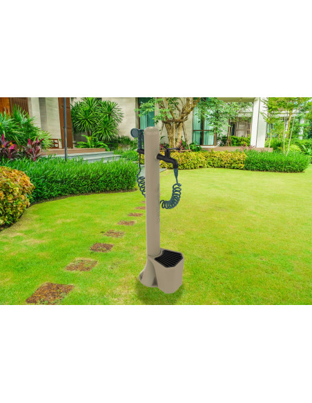 Fontanella da giardino tortora con secchiello 5L e tubo flessibile