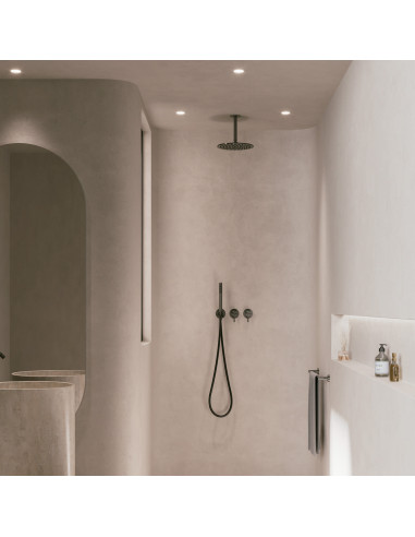 Kit soffione inox 25 cm per soffitto eleganza e funzionalita per ambienti moderni