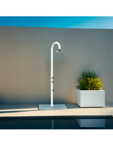 Doccia In Alluminio Bianca Con Soffione Led 3 Getti