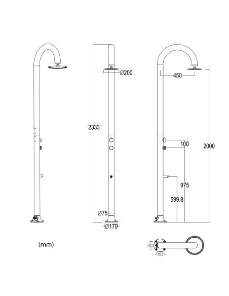 Doccia Nera In Alluminio Con Temporizzatore e Lavapiedi