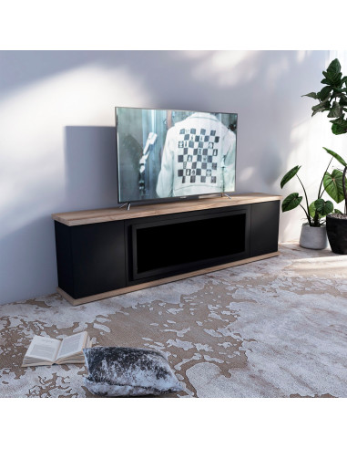 mobile nero in legno per camino sined arosio 108