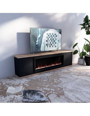 Mobile nero con camino elettrico Arosio 108 eleganza e calore