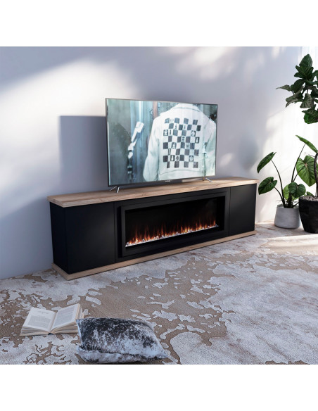 Mobile nero con camino elettrico Arosio 108 eleganza e calore