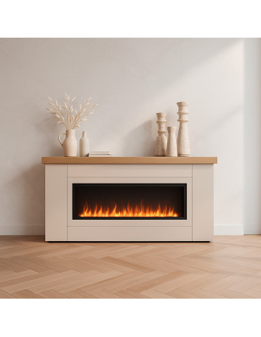 Mobile in legno Desio con camino elettrico integrato