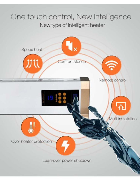 Stufa elettrica a battiscopa 2000W SINED: design elegante, alta efficienza energetica e funzionamento silenzioso.