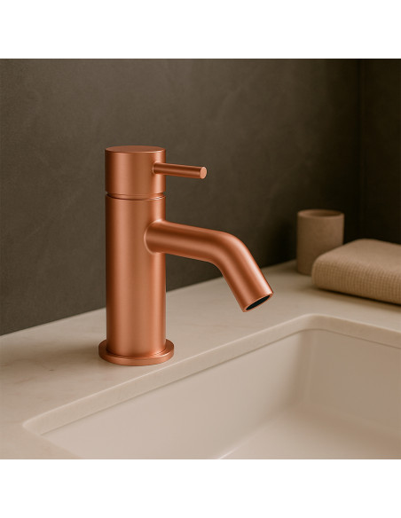 Rubinetto bagno Levante Basso Inox 316L PVD oro rosa