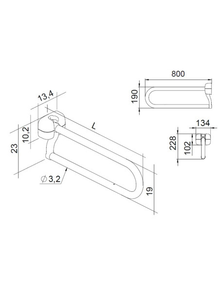 MANIGLIONE RIBALTABILE CM.80 ACCIAIO LACCATO BIANCO | Bagno di Stile