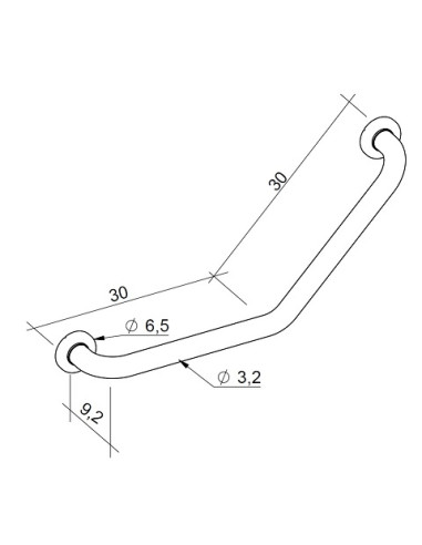 CORRIMANO ANGOLARE 45° ( L30X30 CM.) ACCIAIO INOX | Bagno di Stile