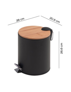 KENTA PORTARIFIUTI 5 LT. NATURALE NERO MATT/BAMBU' | Bagno di Stile