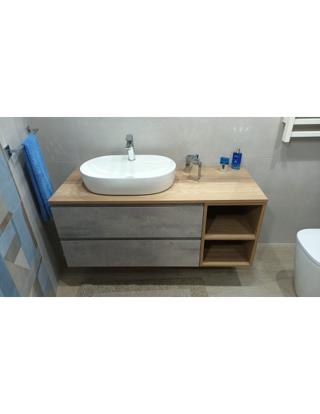 COMPOSIZIONE CITY DA 125 CM. MILANO/TRENTO CON TOP TRENTO PER LAVABO DA APPOGGIO