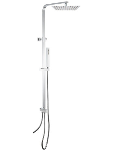 COLONNA DOCCIA QUADRA CON DEVIATORE, SOFFIONE 250X250 E DOCCINO CROMO