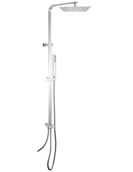 COLONNA DOCCIA QUADRA CON DEVIATORE, SOFFIONE 250X250 E DOCCINO CROMO