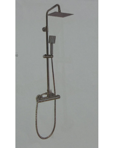 COLONNA DOCCIA CROMATA, SOFFIONE QUADRO 25X25, CON CURSORE IN ABS, ...
