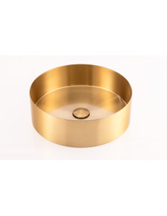 LAVABO DA APPOGGIO INOX Ø 40X11 BRUSHED BRASS PVD